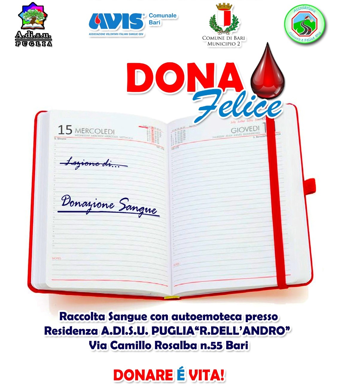 “A lezione di …. Donazione di sangue con i ragazzi dell’A.DI.S.U Puglia”